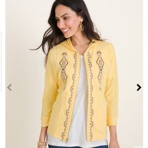 Chico’s Zenergy yellow full zip hoodie. Lightweight all seasons. Size 3 or XL 16